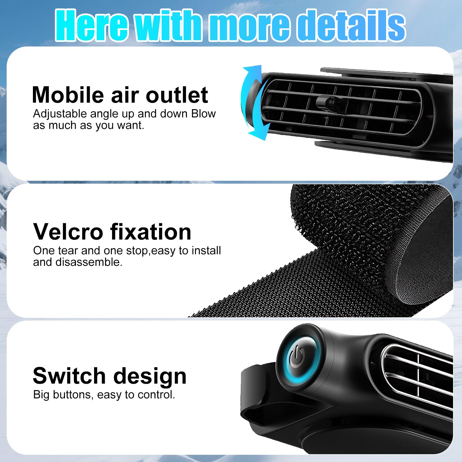 Ventilatore per Auto con Doppio Turbo, Ventola di Raffreddamento per Auto Regolabile con 3 velocità, Ventola di Raffreddamento Portatile per Sedile Auto per SUV, Camion, Berlina