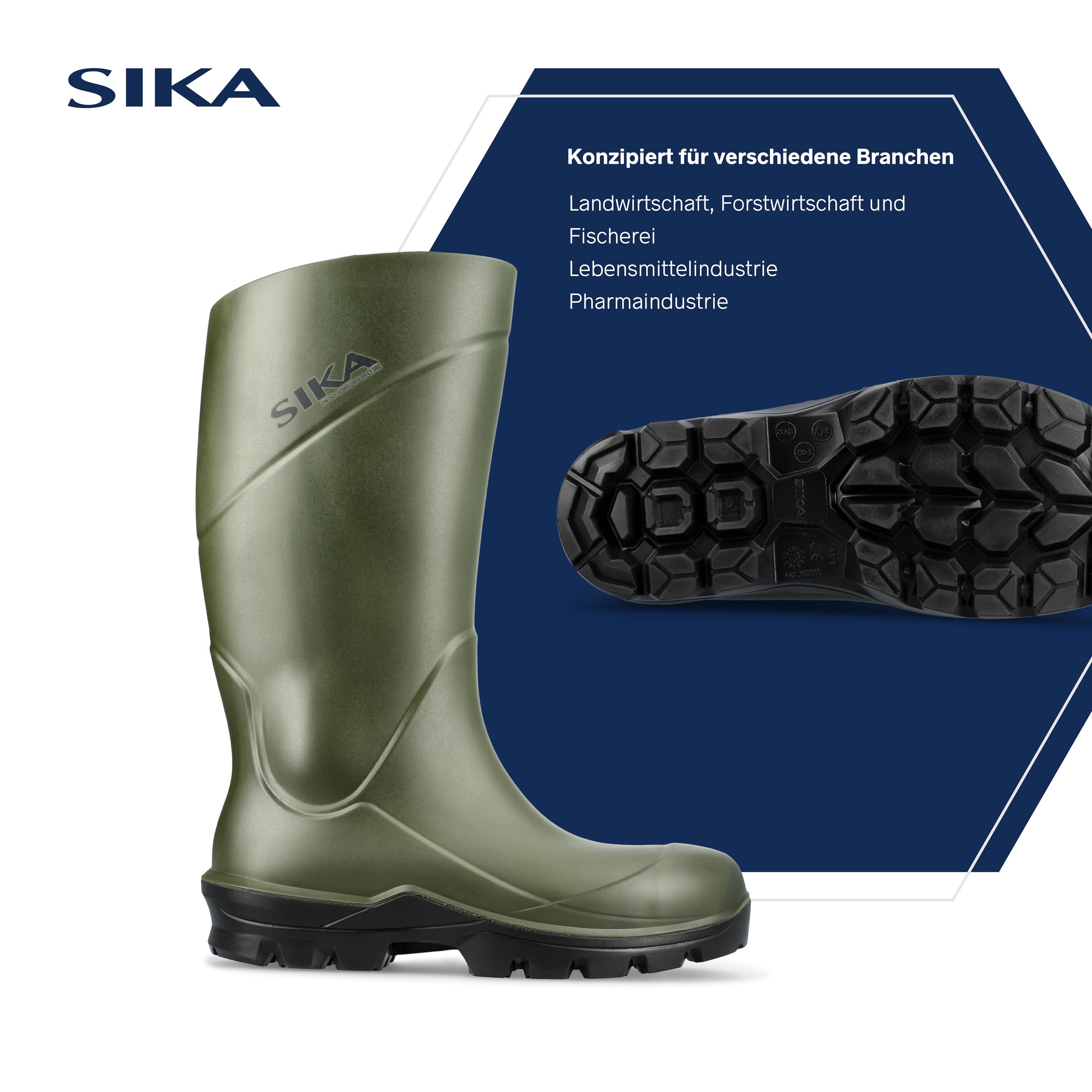 SIKA Unisex PU-Arbeitsstiefel, leichte und bequeme Schuhe, rutschfeste,selbstreinigende Laufsohle,Wärmeisolierung für Kälte&Hitze, stoßdämpfende Innensohle für Landwirtschaft, Fischerei&Medizinbranche