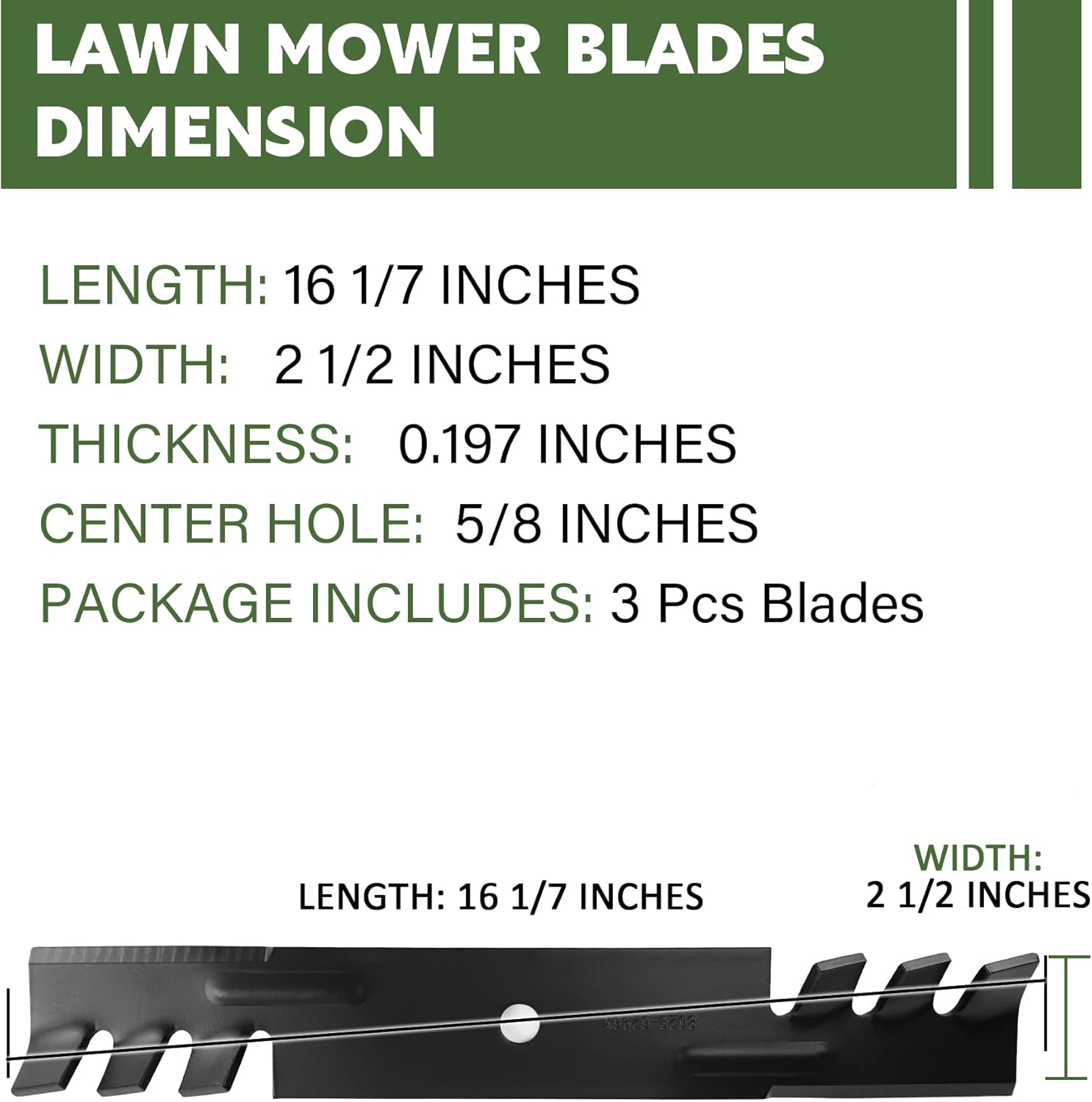Lawn Mower Toothed Mulching Blades Replace for Ferris 5020843 Exmark 1520843 103-2527 Ariens 4919100 Zoom 2348 2148XL 2348XL 48" Deck Pro-Turn 148 CE 148 SD PM148Z 3 Pack