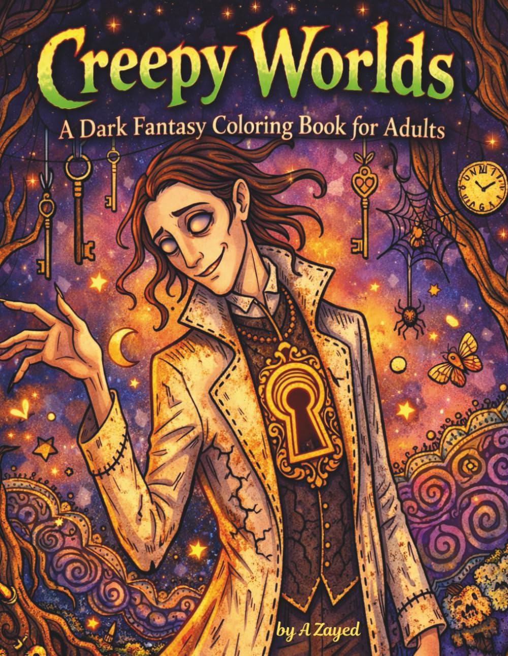 Creepy Worlds: A Dark Fantasy Coloring Book for Adults: Gothic Horror Surreal Creatures, and Macabre Scenes