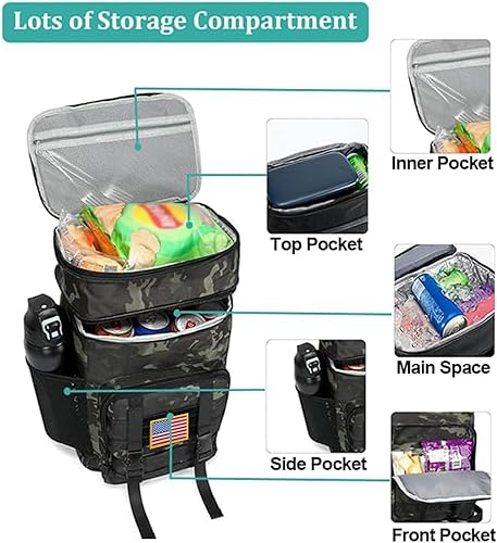 Miniatura 3 de Mochila enfriadora expandible, mochila térmica suave con aislamiento térmico de doble cubierta, mochila impermeable para hombres y adultos, camping,