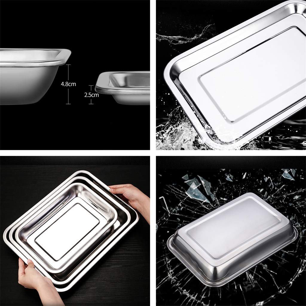 ZHANGXIAO Plato De Hornear, Acero Inoxidable 304 Bandeja Plato De Barbacoa Espesar No Pegajoso Fácil De Limpiar (tamaño : 60×40×2cm)