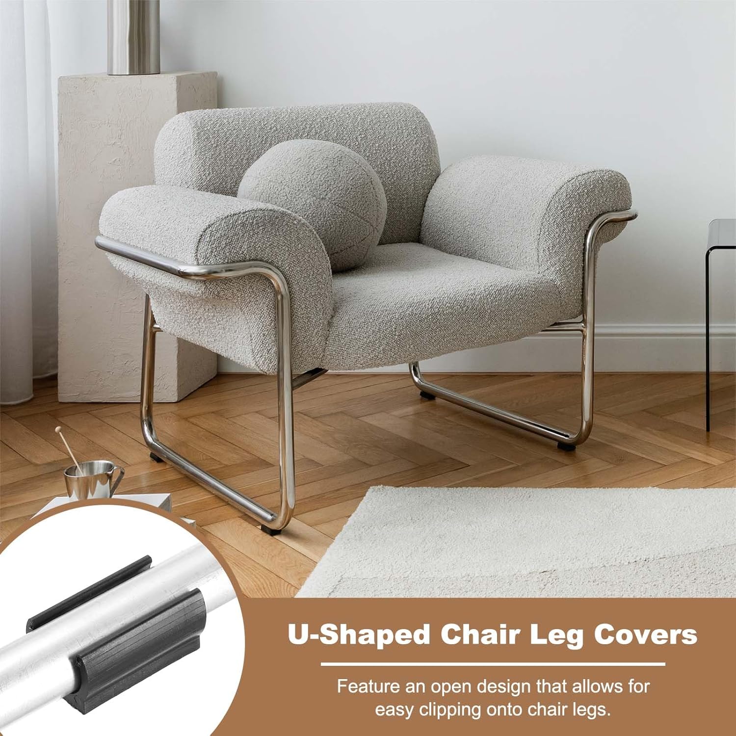 uxcell 24 Pcs Rectangle U Shaped Chair Leg Caps with Felt Pads, Fit 10mm Dia Tubular Legs, Slide Smoothly Furniture Feet Protectors No Scratches No Noise for Hardwood Floors, Black