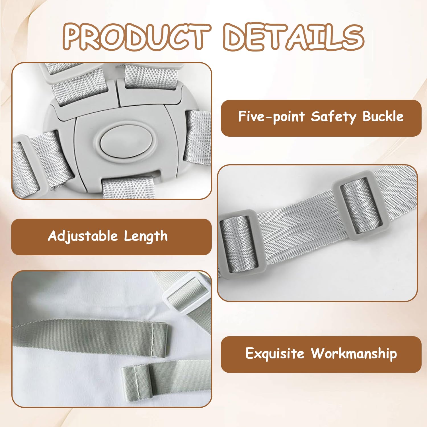 1 Pcs Harnais Chaise Haute Beb, Ceinture de sécurité à 5 points Sangle de Sécurité pour Chaise Haute harnais pour Ceinture sécurités de rechange Sangles de Universel Rechange Adaptable Pour Haise