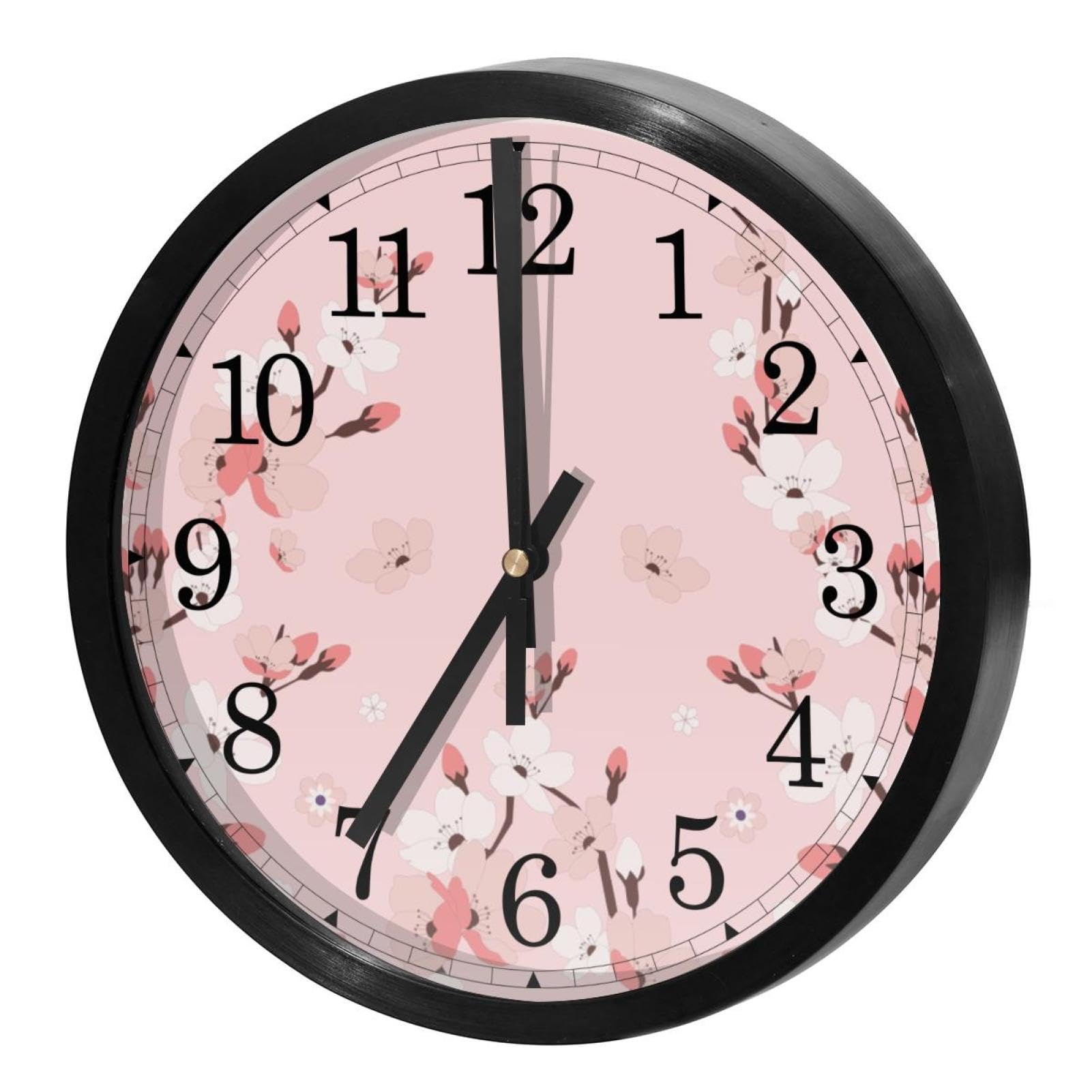 Horloge murale ronde à piles avec motif éléphant pour salon et école