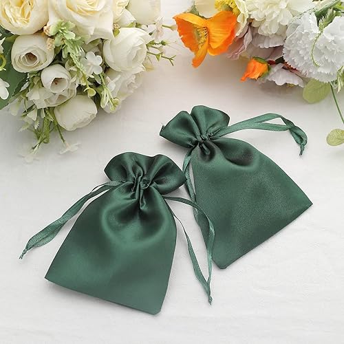 Miniatura 9 de Efavormart - 12 bolsas de regalo de satén verde esmeralda cazador, bolsa con cordón para regalos de boda, despedidas de soltera, bolsas de joyería