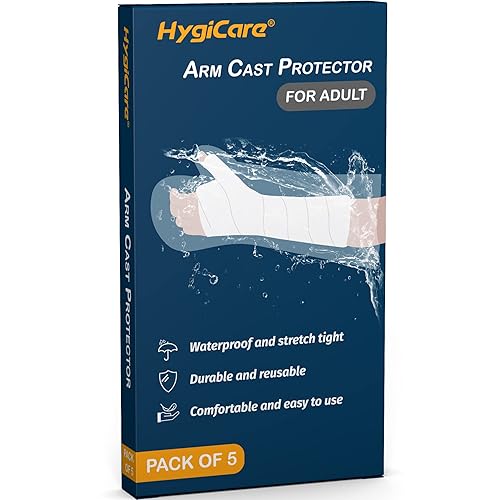 Funda 100% impermeable para adultos para medio brazo, paquete económico de 5, reutilizable, sellado hermético, fácil de usar para ducha, codo, mano,