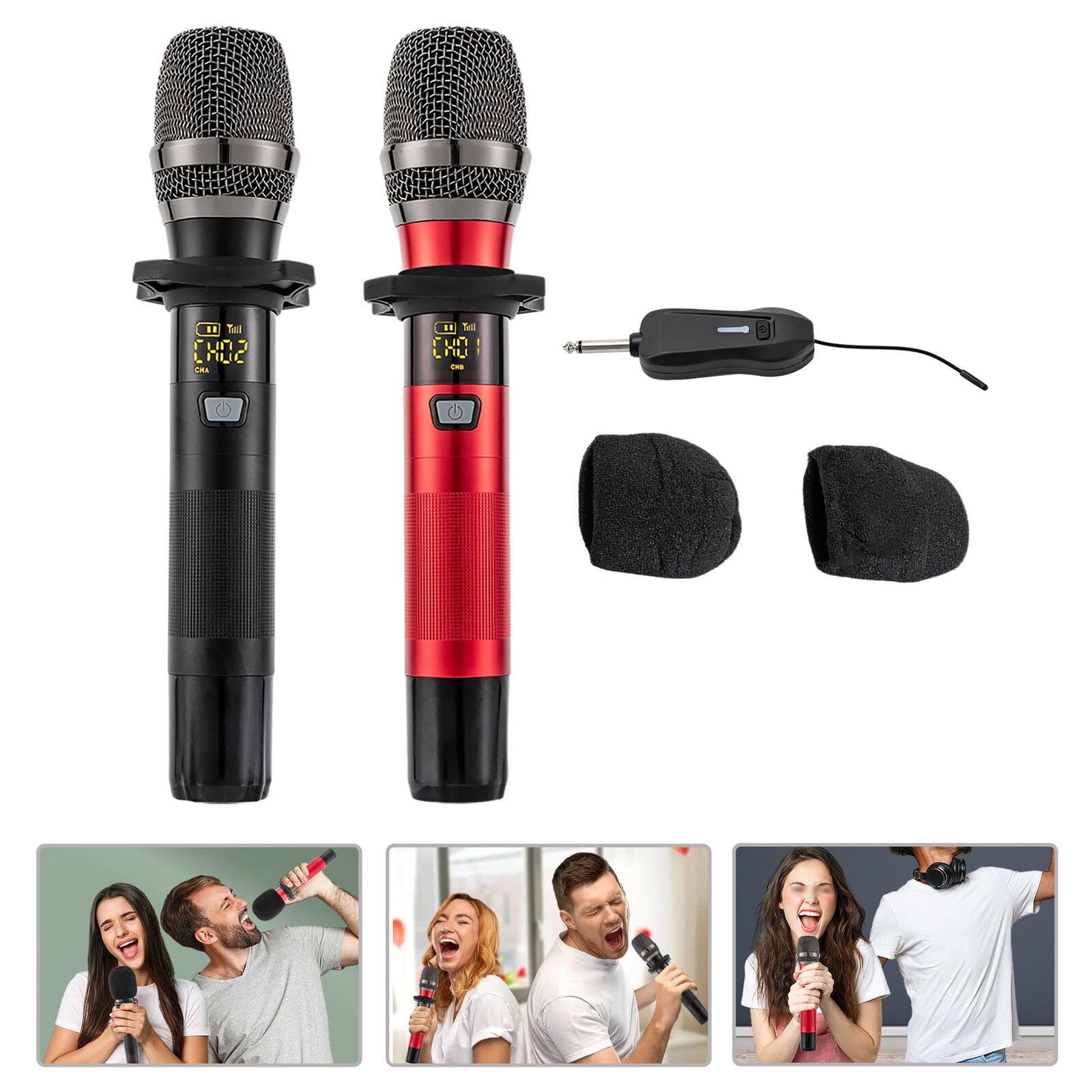 microfono karaoke, microfono senza fili, 25 canali, chip DSP LED, per karaoke, cantare, feste, matrimoni, discorso