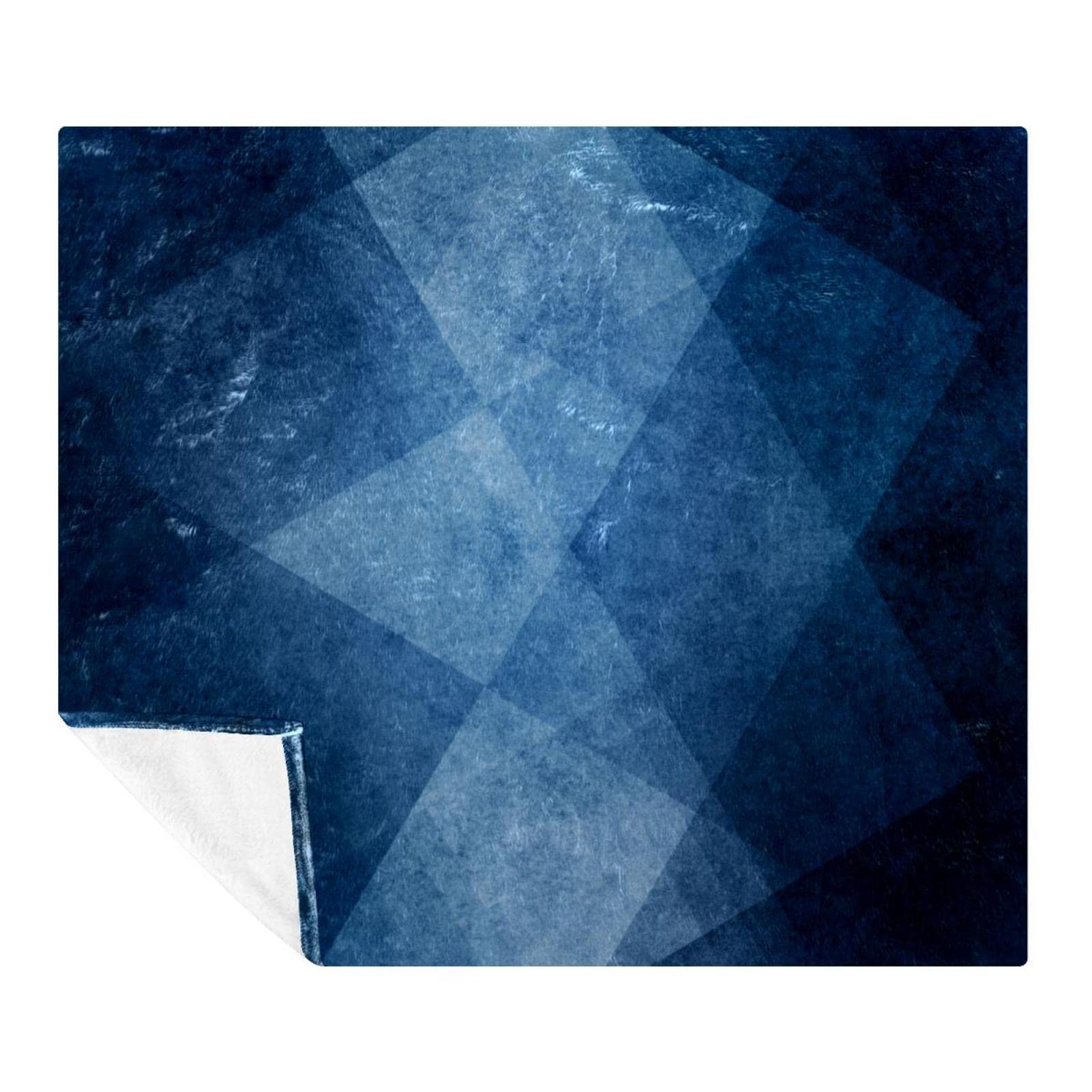 Couverture Polaire Bleu Marine en Flanelle de Luxe avec Graphisme Moderne