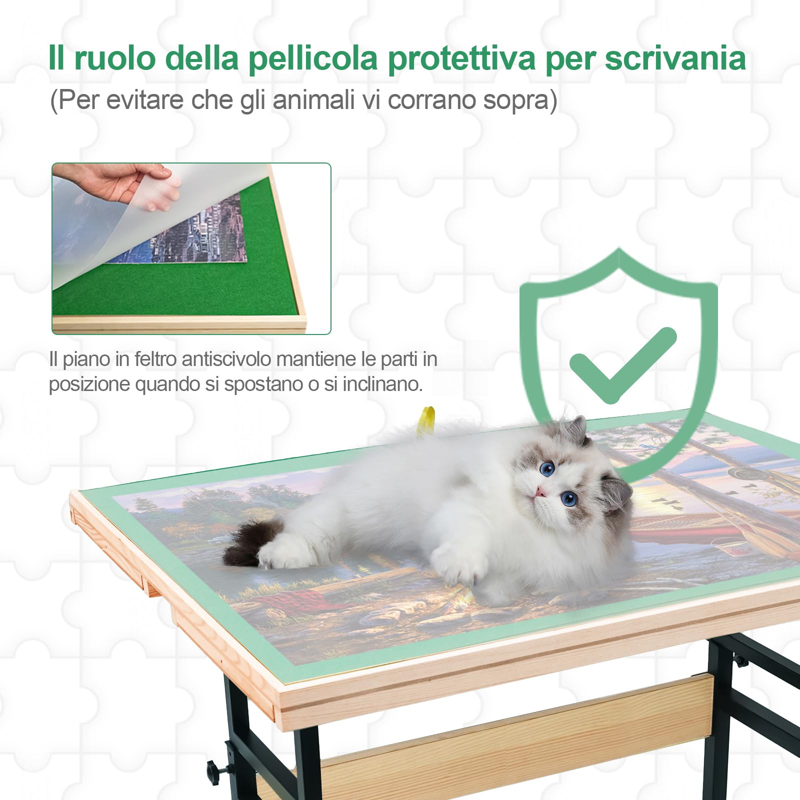 Tavolo da Puzzle in Legno con Gambe per 1500 Pezzi 89x69 cm Altezza Regolabile Inclinazione 45 Gradi 4 Cassetti con Coperchio Ideale Regalo per Adulti