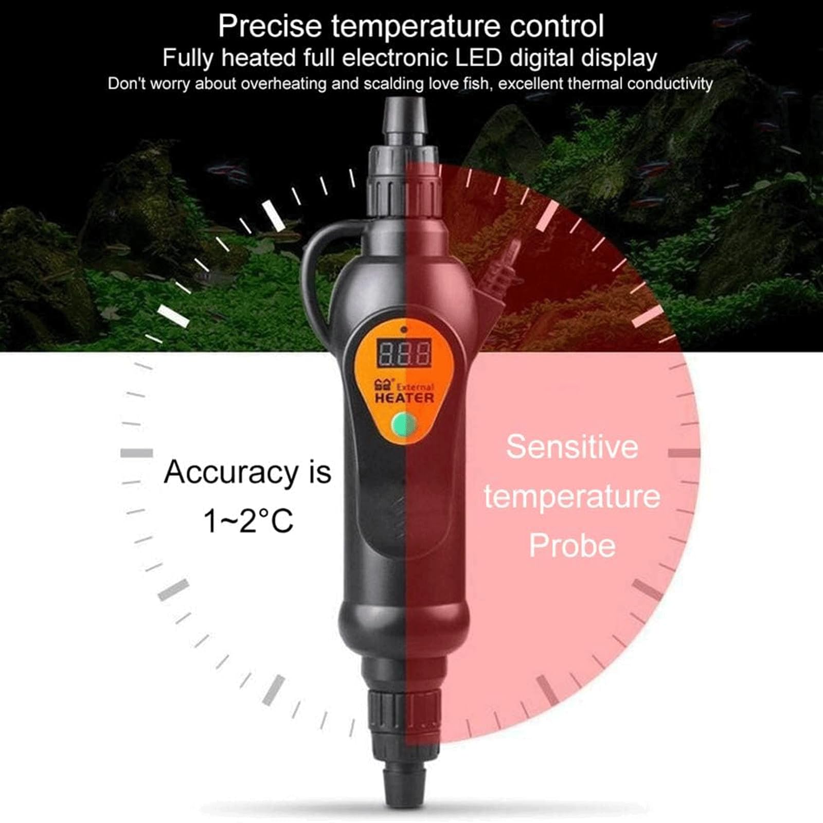 300W/500W Fuori Cilindro Riscaldatore Termostato Digitale Display Acquario Riscaldamento Rod,300W (500W)