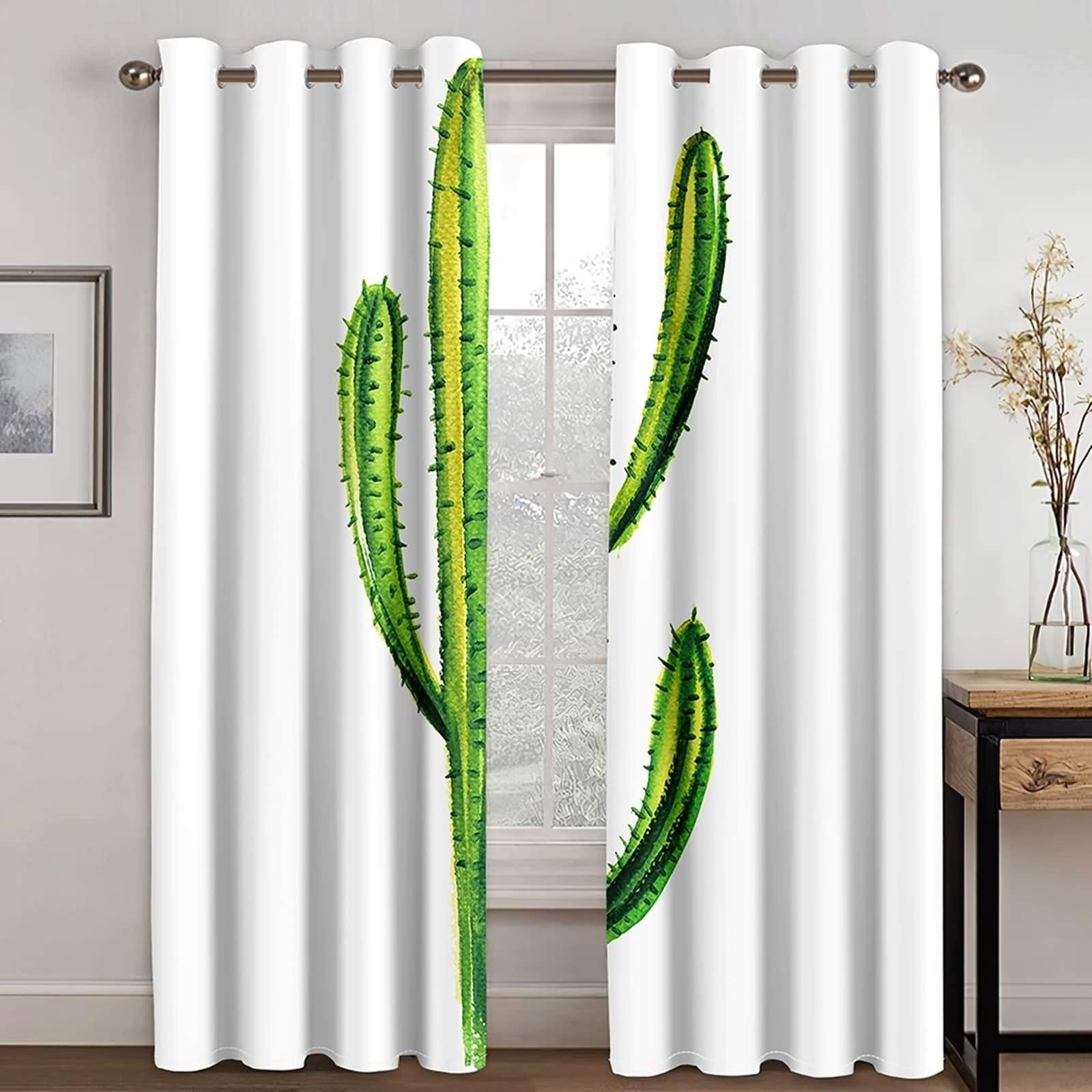 Rideaux occultants imprimé moderne cactus rideau chambre salon KnSam 2 pièces