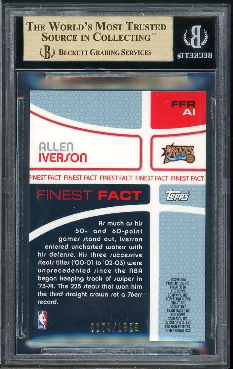 Allen Iverson Card 2005-06 Finest Fact Relics #AI (pop 2) BGS 9.5 - Unsigned Basketball Cards