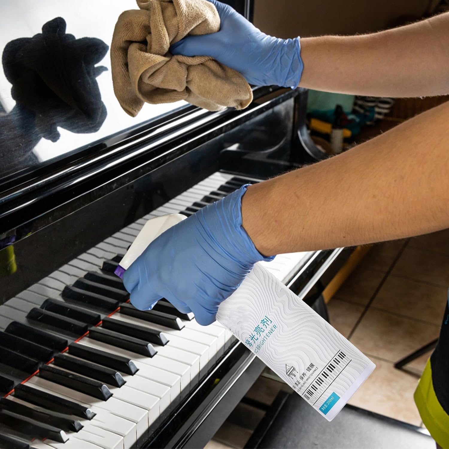Piano Cleaning Set with Polishing Wax, Brush and Cloth