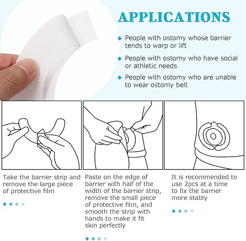 Miniatura 4 de Healifty 40 Uds. Cinta de barrera de ostomía elástica Suministros de ostomía Barrera Tiras de barrera de piel para bolsa de ostomía Bolsas