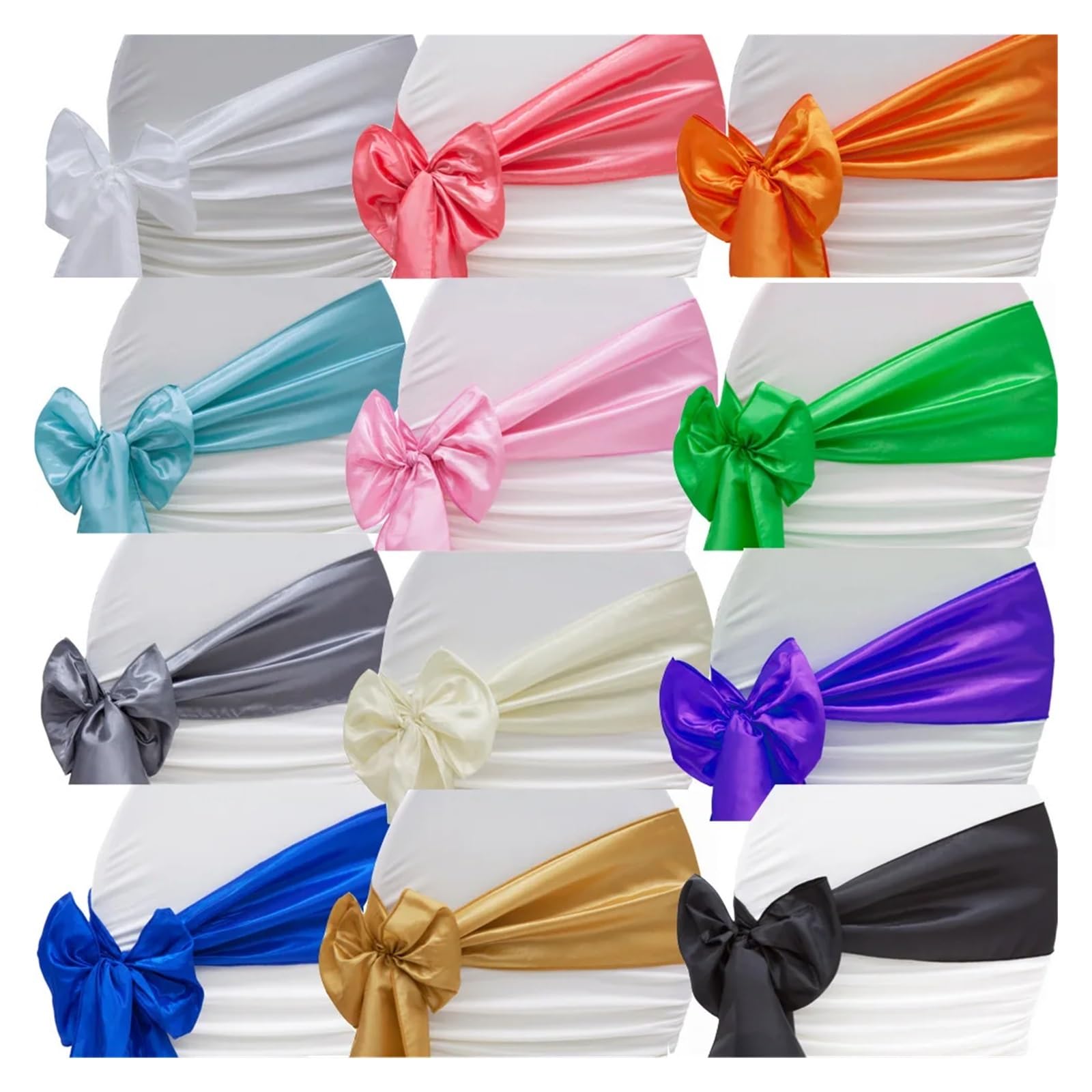 Fusciacca per Sedia in Raso 25 Pezzi di Fasce for sedie pronte for Matrimonio, Papillon, Decorazioni for Feste di Compleanno in Hotel(1)