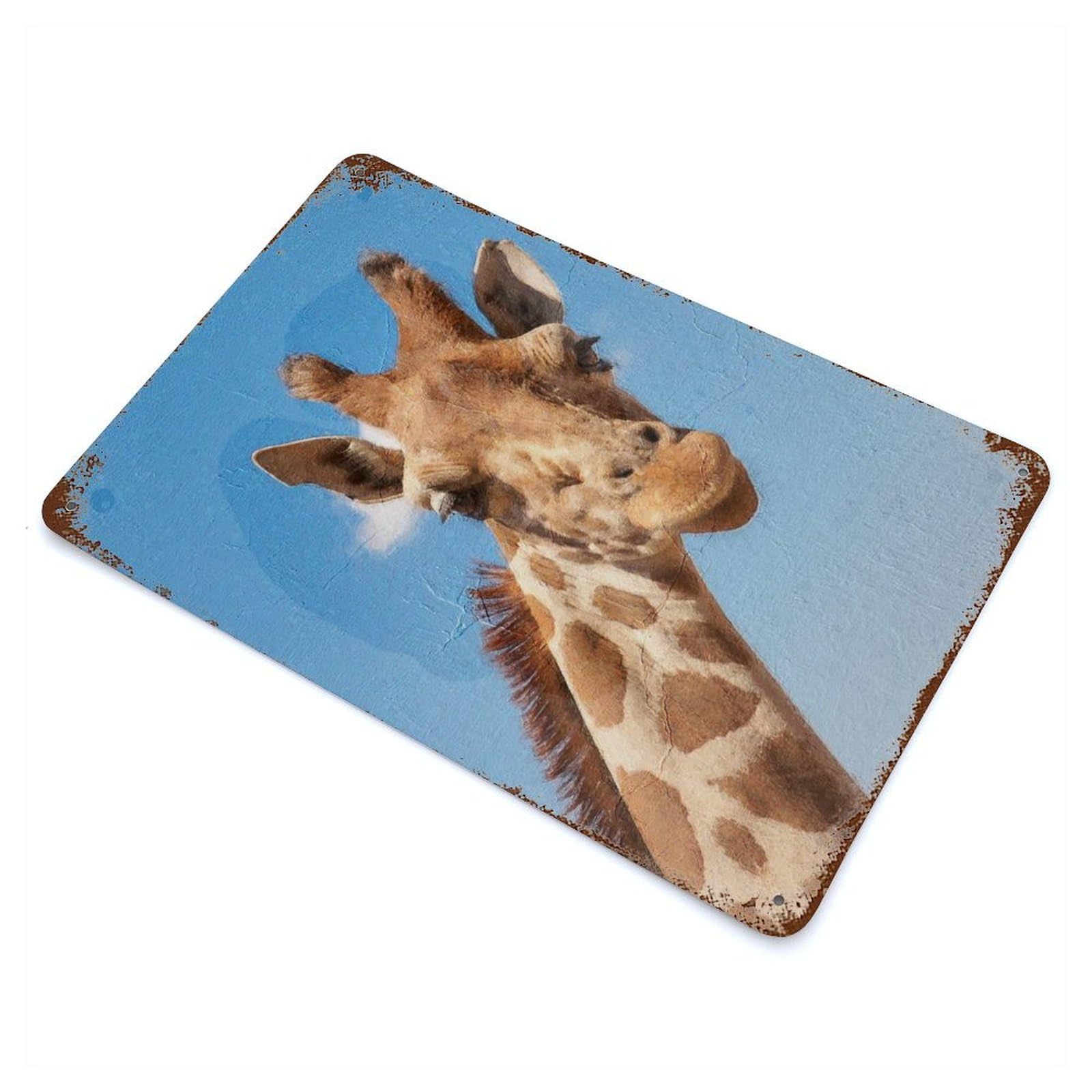 Rust Effect Giraffe Rusty Metal Tin Sign 11.8"x7.9", Farmhouse Wall Decor for Shed, Workshop And Garage Wall Decor