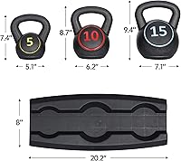Vista 5 de Nouva Kettlebell Sets with Storage Rack, Strength Training Kettlebells Wide Grip Kettlebell Exercise Fitness Weight Set for Home Gym Weightlifting
