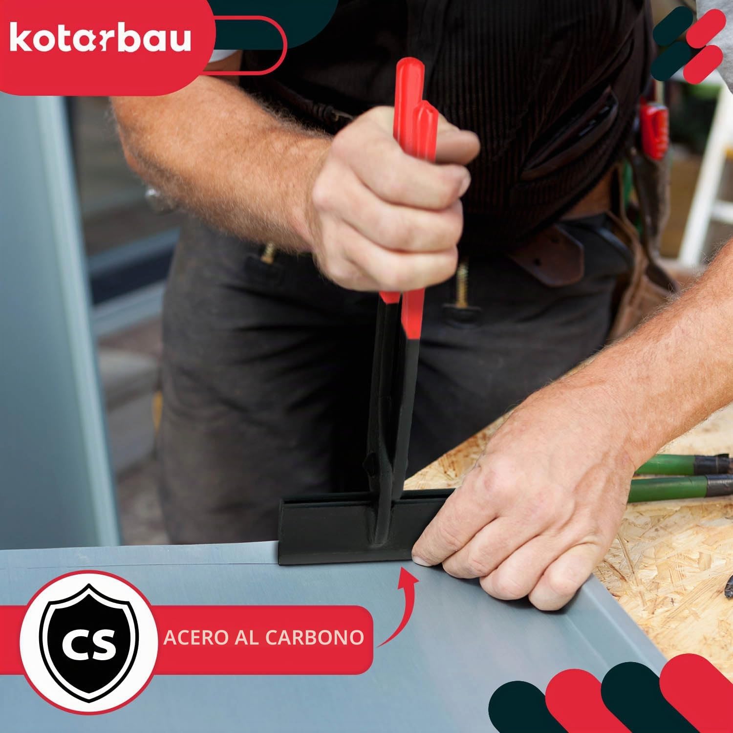 KOTARBAU® Alicates de chapa de 100 mm, rectos 0º forjados para techadores, para doblar chapa con mango de goma
