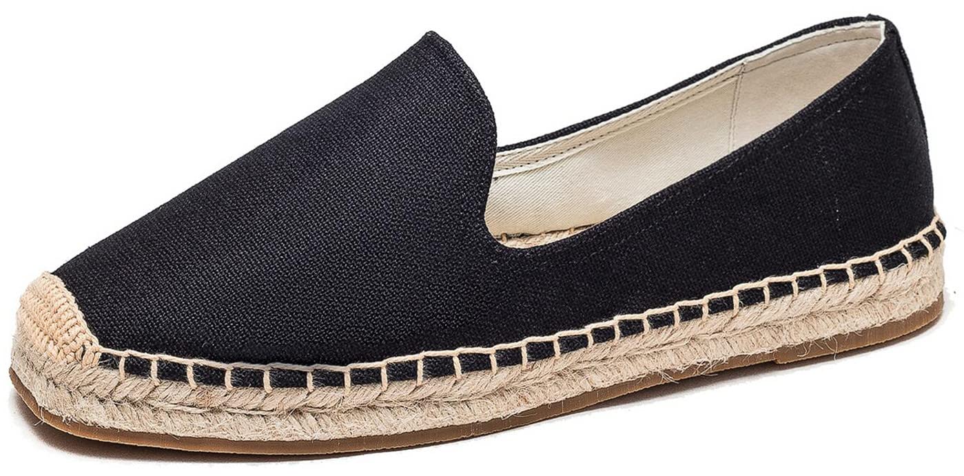 Men's Classic Suede Canvas Round Cap Toe Espadrilles Loafers