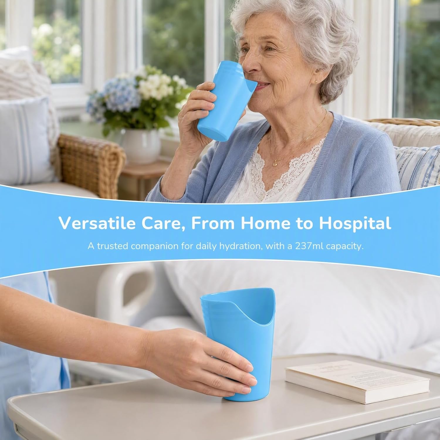 2pcs Adult Cups for Elderly Care Spill Nursing Cups for Bedridden Patients Food-grade Safe Dysphagia Drinking Mug Adaptive Water Bottle for Hospital Use