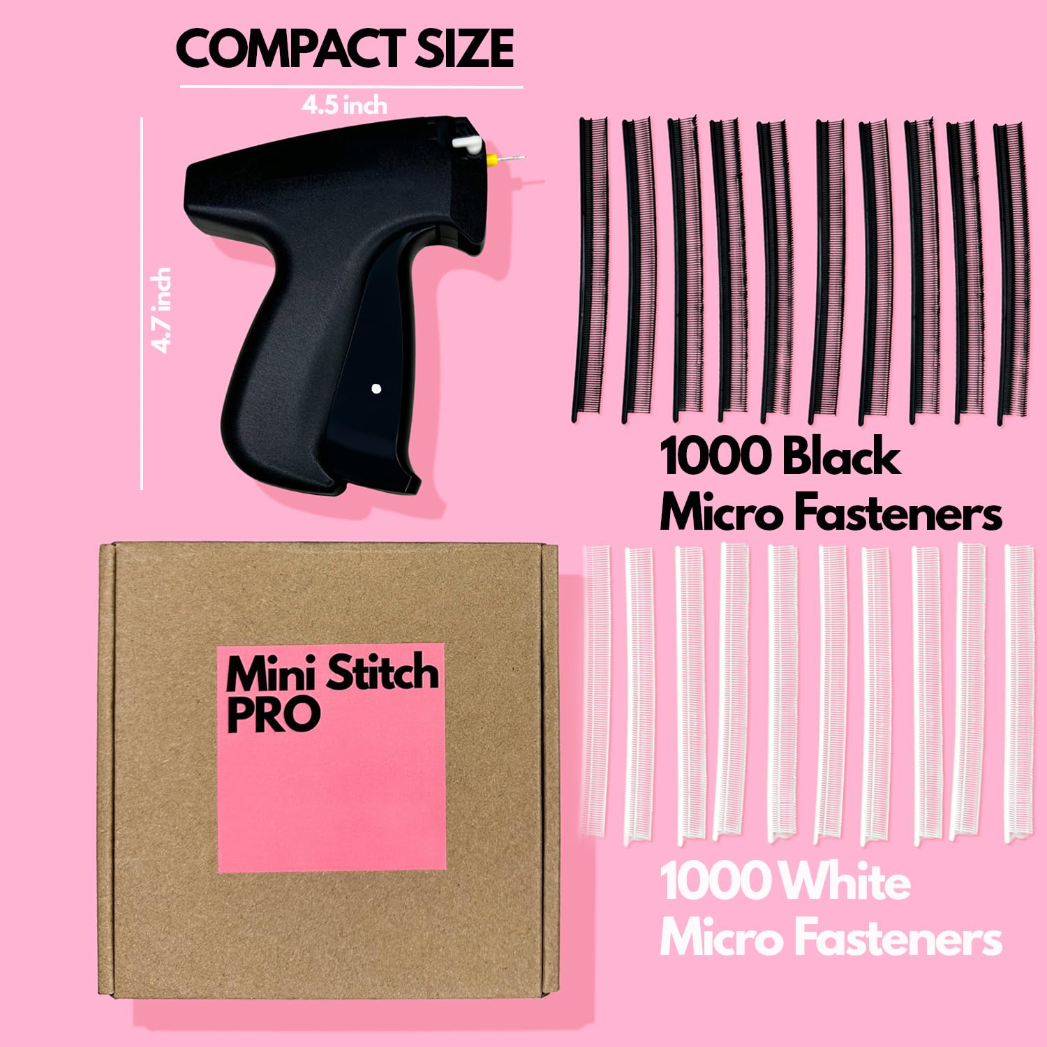 Stitch Gun, Tagging Gun For Clothing, Stitch Gun For Clothes, Micro Stitchy Quick Clothing Fixer With 2000 Micro Fasteners Black & White, 2 Replacement Needle, 1 Bag, Mini Stitch Gun (Stitch Gun - View #5