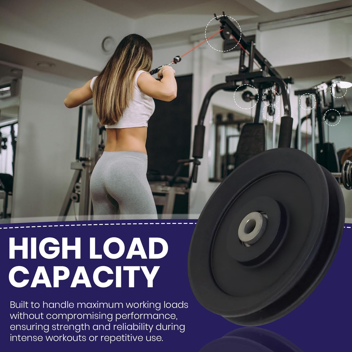 Hydra Fitness Exchange Gym Pulley Nylon Bearing Pulley Wheel, Black Replacement for Home Gym Equipment Cable Machine, Wearproof Anti-Rust Strong Bearing Wheel Compatible with Strength System