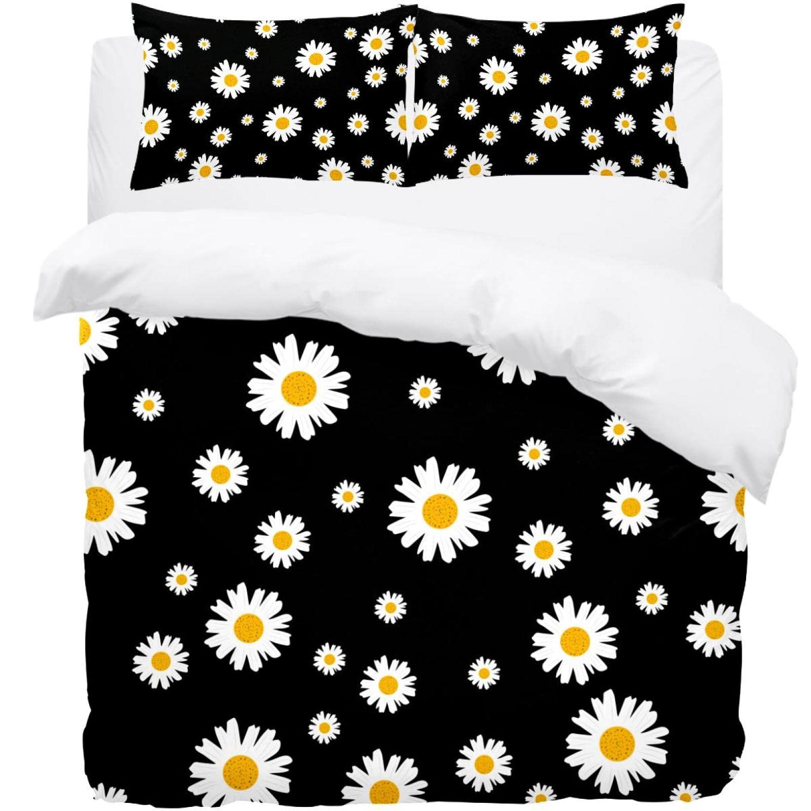Housse de couette noire premium avec ses 2 taies d'oreiller au toucher soyeux unique