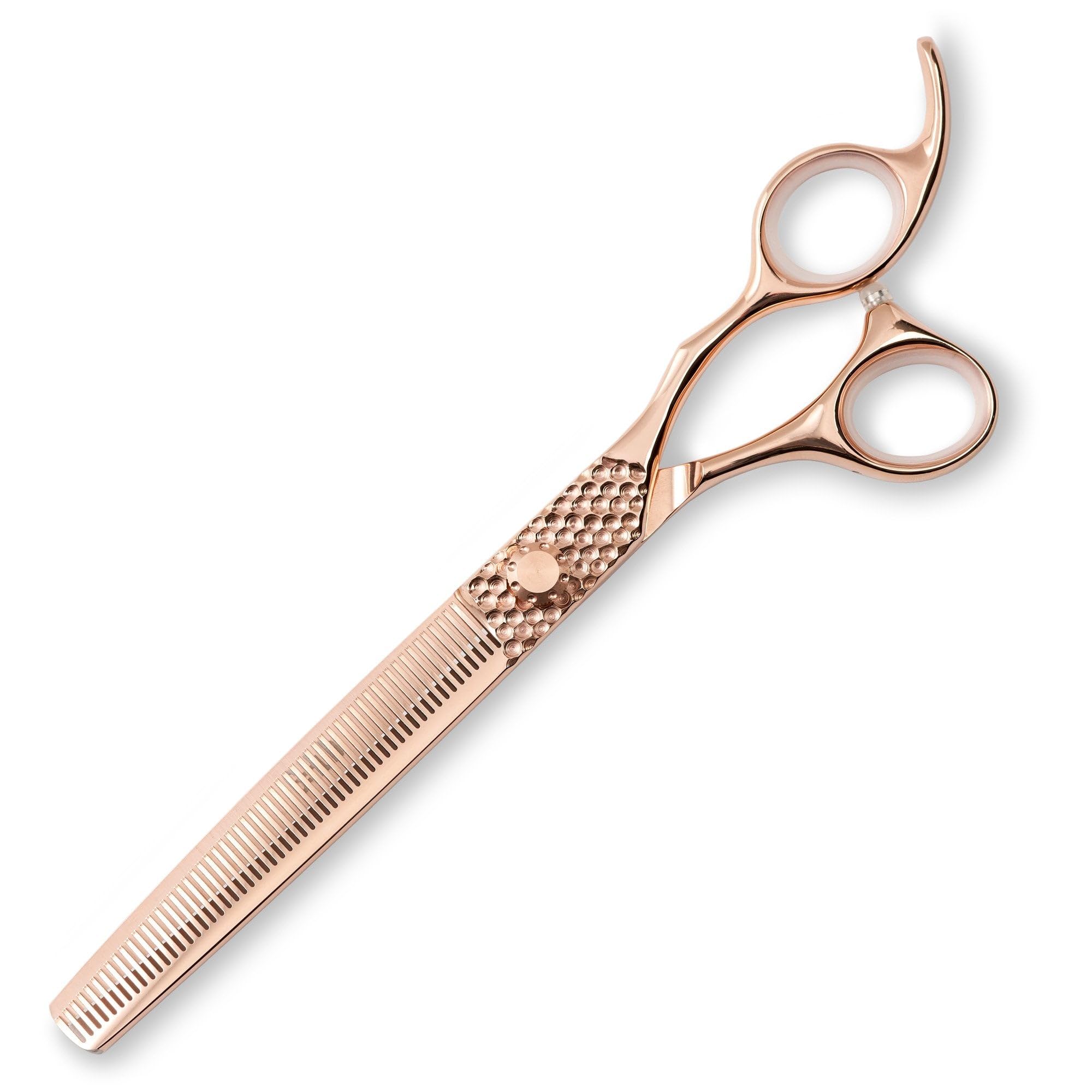 Groomers Aurelia Premium 440C Japanese 46T Thinning Professional Dog Grooming Scissors - 7.5" Dog Thinner Scissors - Extra Sharp - Rose Gold Titanium