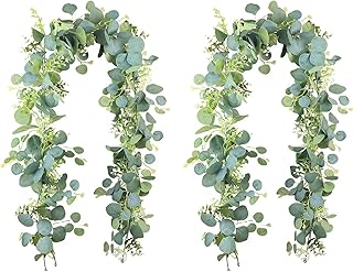 Sponsored You’re seeing this ad based on the product’s relevance to your search query.Learn more about this advertisement SHENRUZENG Eucalyptus Garland Decoration, Pack of 2, 1.8 m Artificial Eucalyptus Garland with Willow Leaves, Green Leaves, Hanging Plant, Decorative Artificial Plant for Background, Wedding Arch