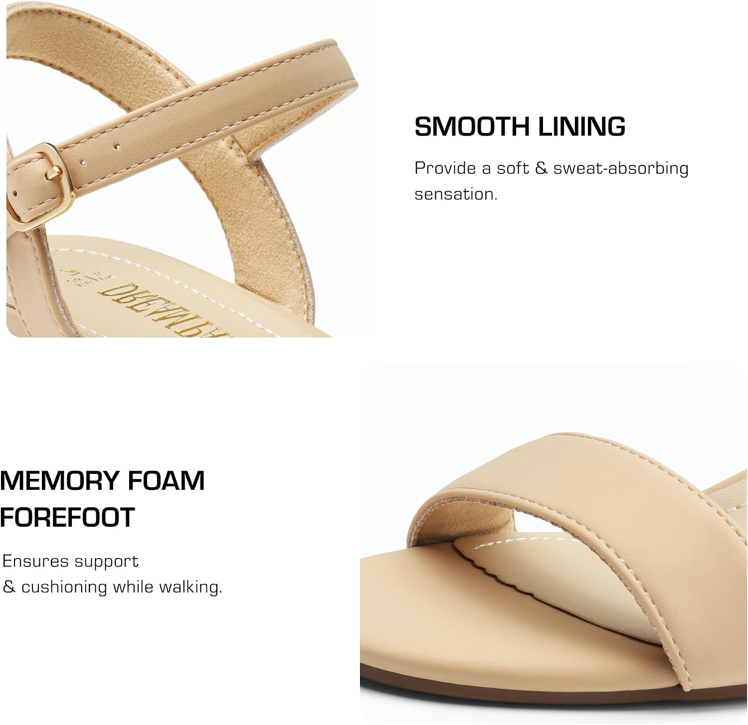 DREAM PAIRS Women's Low Heels Block Open Toe Ankle Strap Classic Short Chunky Sandals with Buckle for Daily Work Wedding Party