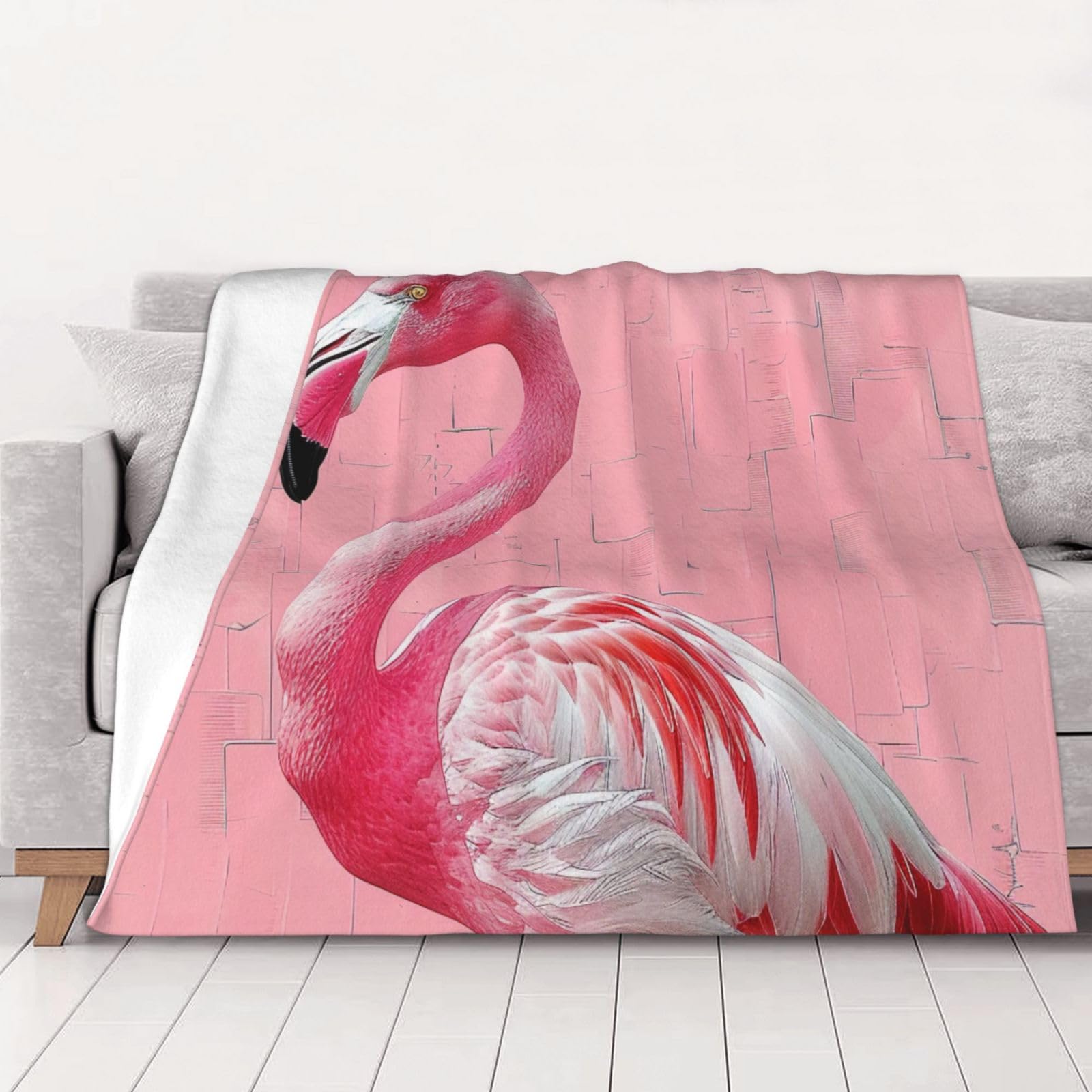 Couverture flanelle flamant rose 150x125cm, le cadeau idéal pour femme et homme