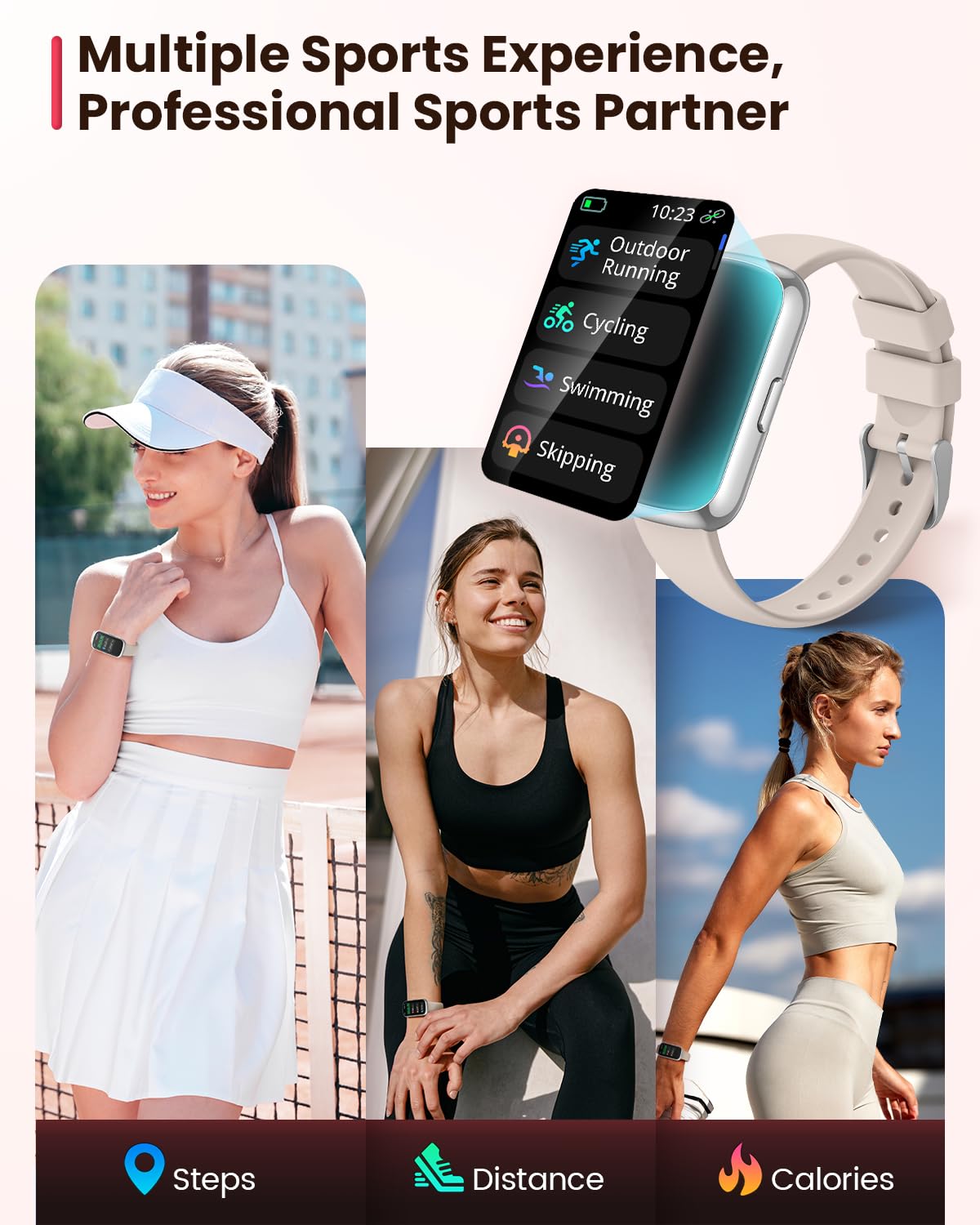 Sanorum Smartwatch Donna, 1.47" Orologio Fitness, 24 Modalità Sport, SpO2, Sonno, Activity Tracker Passi Calorie, 165+ Quadranti, Fisiologia Femminile Notifiche Impermeabile IP68 Android iOS Argento