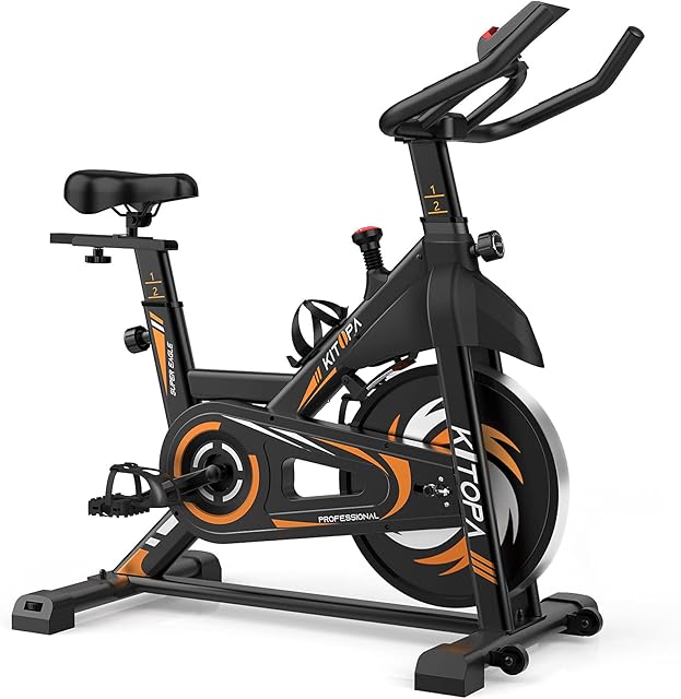 Exercise Bike - Kitopa Magnetic Resistance Stationary Bike, Quiet Belt Drive Indoor Cycling Bike with Comfortable Seat Cushion and LCD Monitor for Home Workout