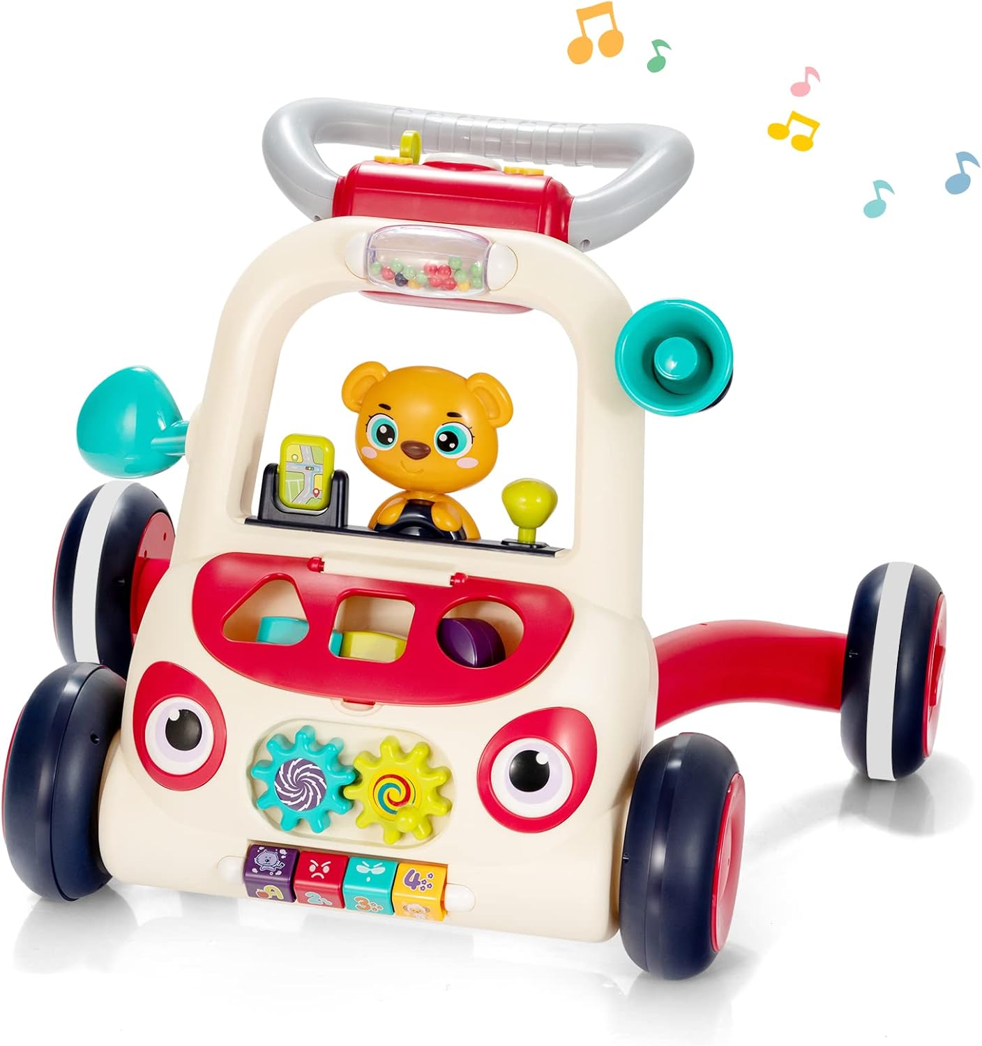 COSTWAY Baby Walker, Infants Push Along Walkers with Lights & Sounds