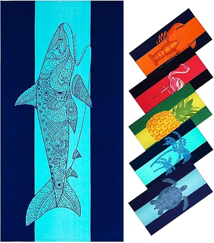 Toalla de playa de rizo de gran tamaño de 36 x 70 pulgadas, toallas de piscina extra grandes para piscina, manta esencial de viaje, accesorios de