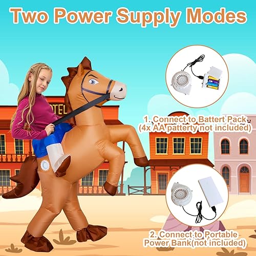 Miniatura 6 de Stegosaurus Disfraz inflable de caballo para niños, Halloween, montar a caballo, vaquero, disfraces divertidos para niños y niñas, fiesta de cosplay