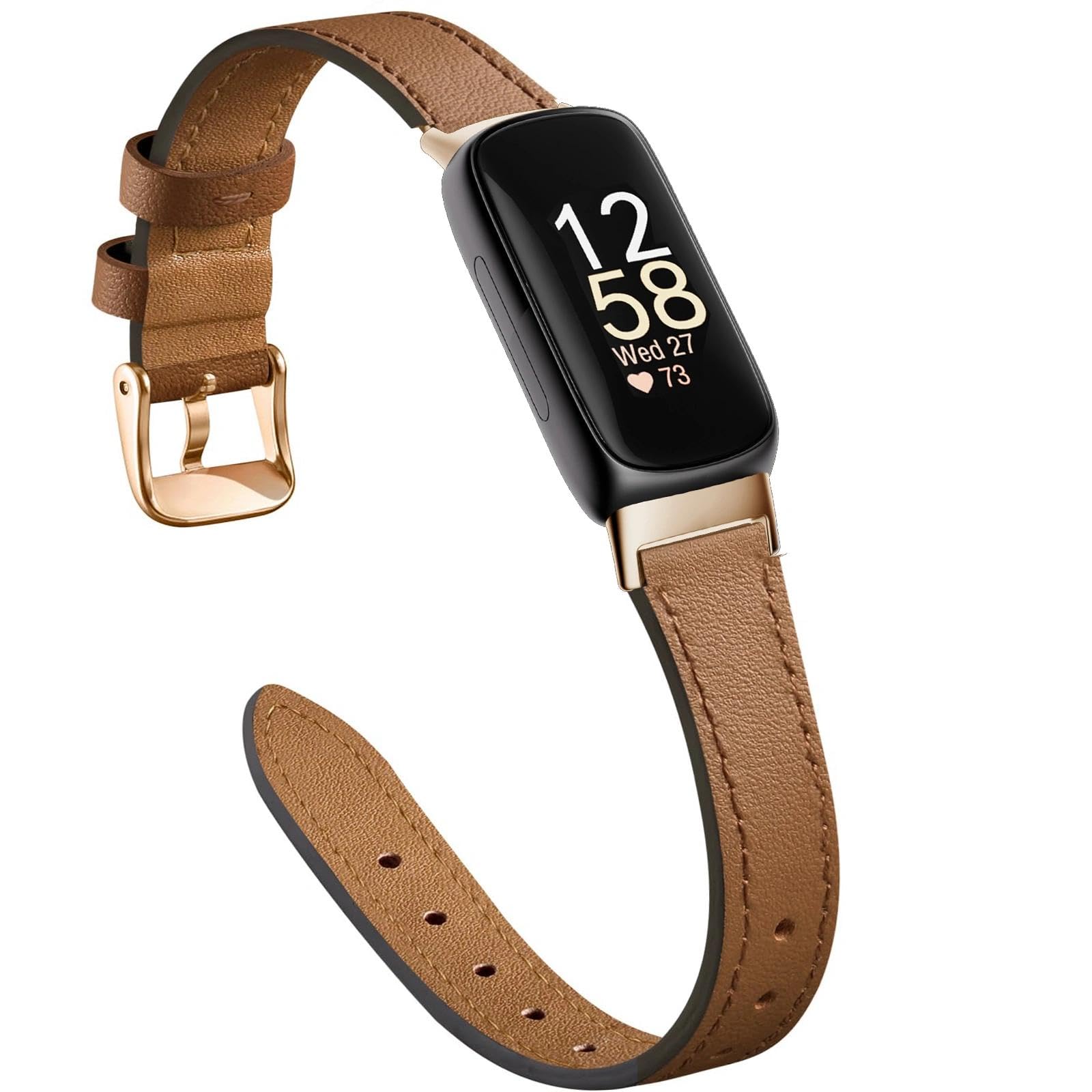 Wąski skórzany pasek kompatybilny z Fitbit Inspire 3 damski, skórzany pasek, cienka opaska na nadgarstek do Fitbit Inspire 3