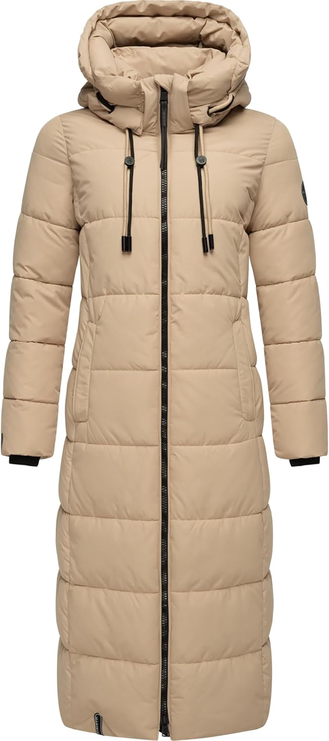 Marikoo Long Fall & Winter Coat for Women | Detachable Hood | Quilted Women’s Calf-Length Jacket | Nadeshikoo XVI XS-5XL
