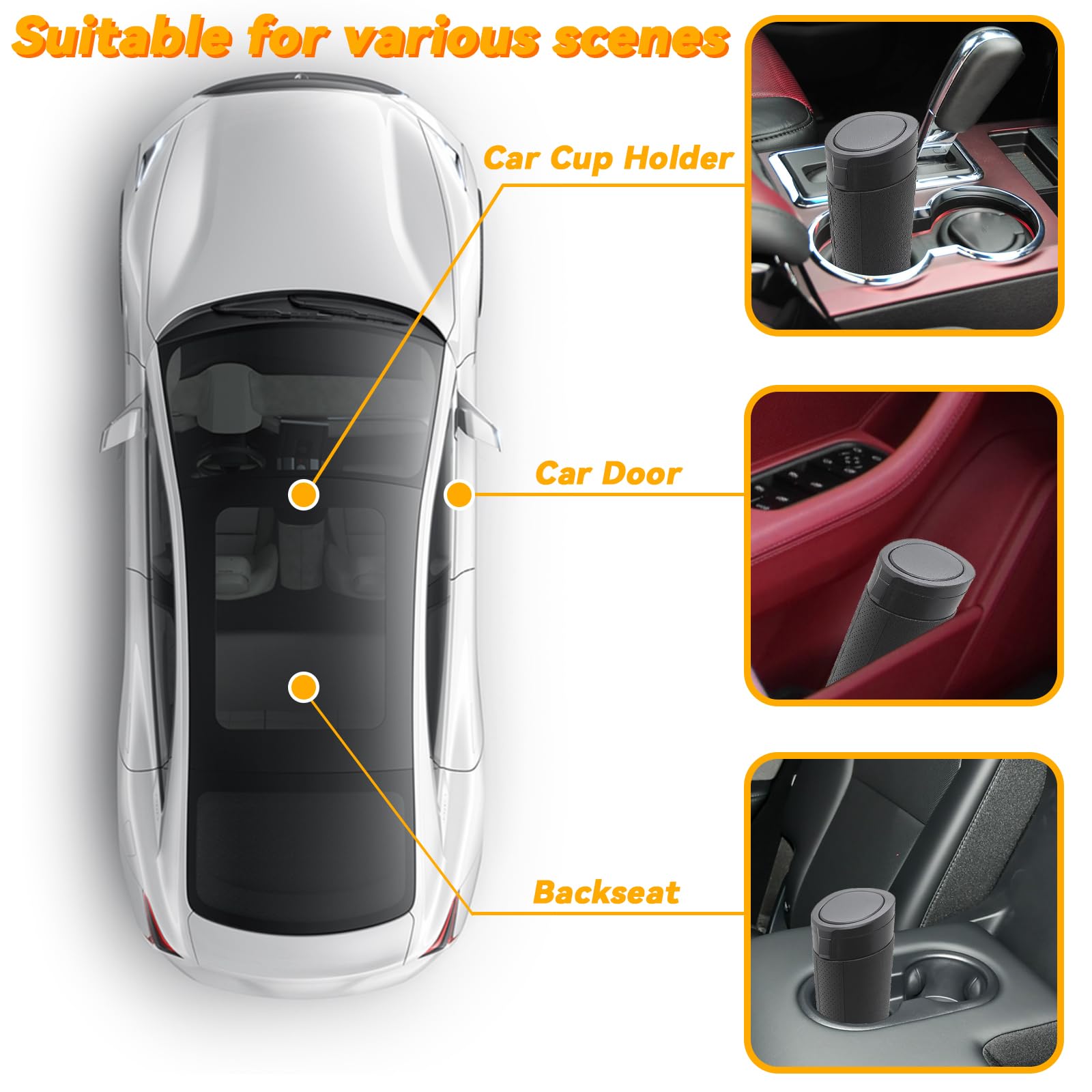 Car Trash Can Bin with Lid Leakproof Garbage Can for Vehicle Mini Trash Bin with 90 Attached Trash — view 5