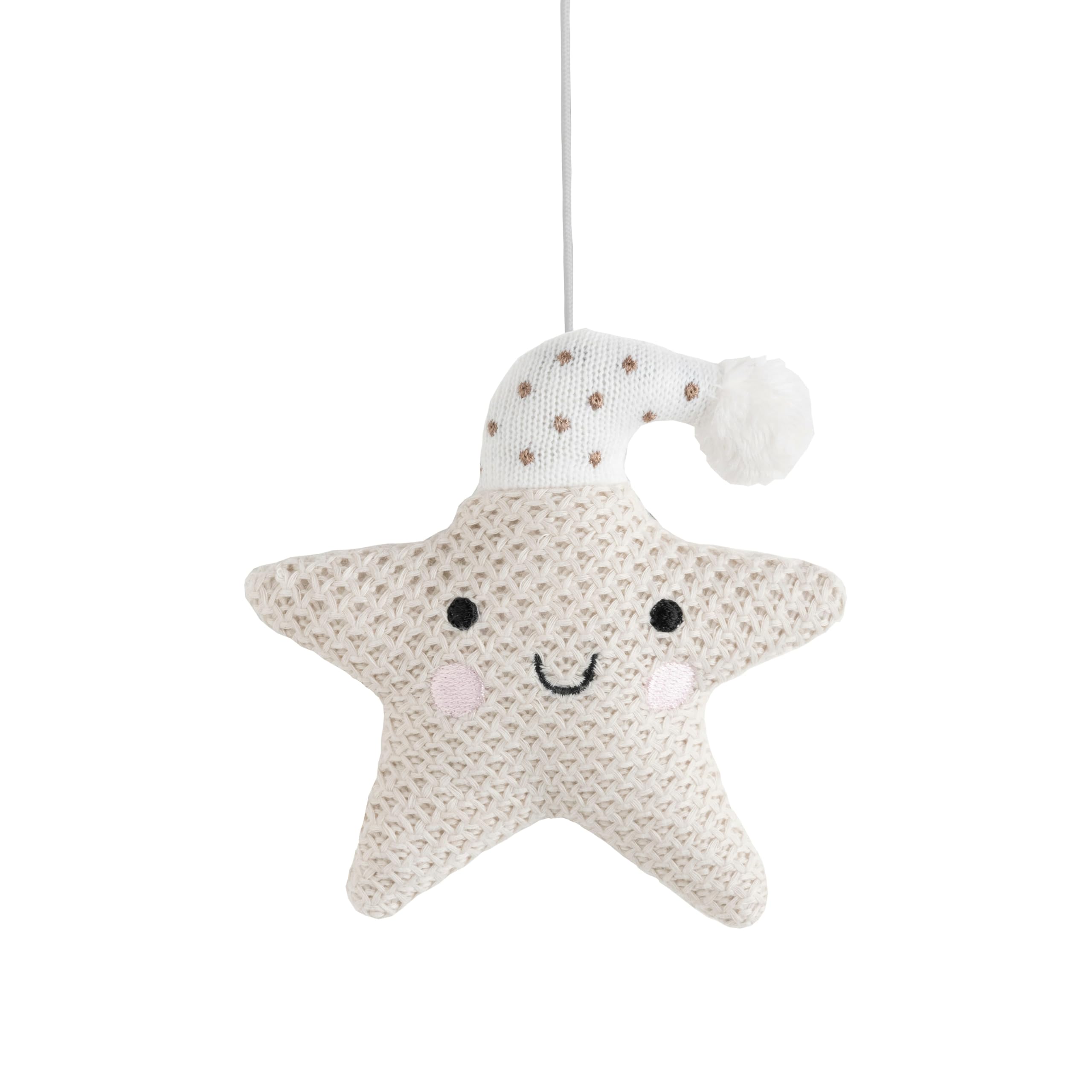 Baby's Only - Musik Mobile Baby Heaven - Mit gestrickten Figuren - Baby Spieluhr mit Musik - Einfach anzubringen - Mobile Baby mit Musik - Für Jungen und Mädchen - Clay/Warm Linen