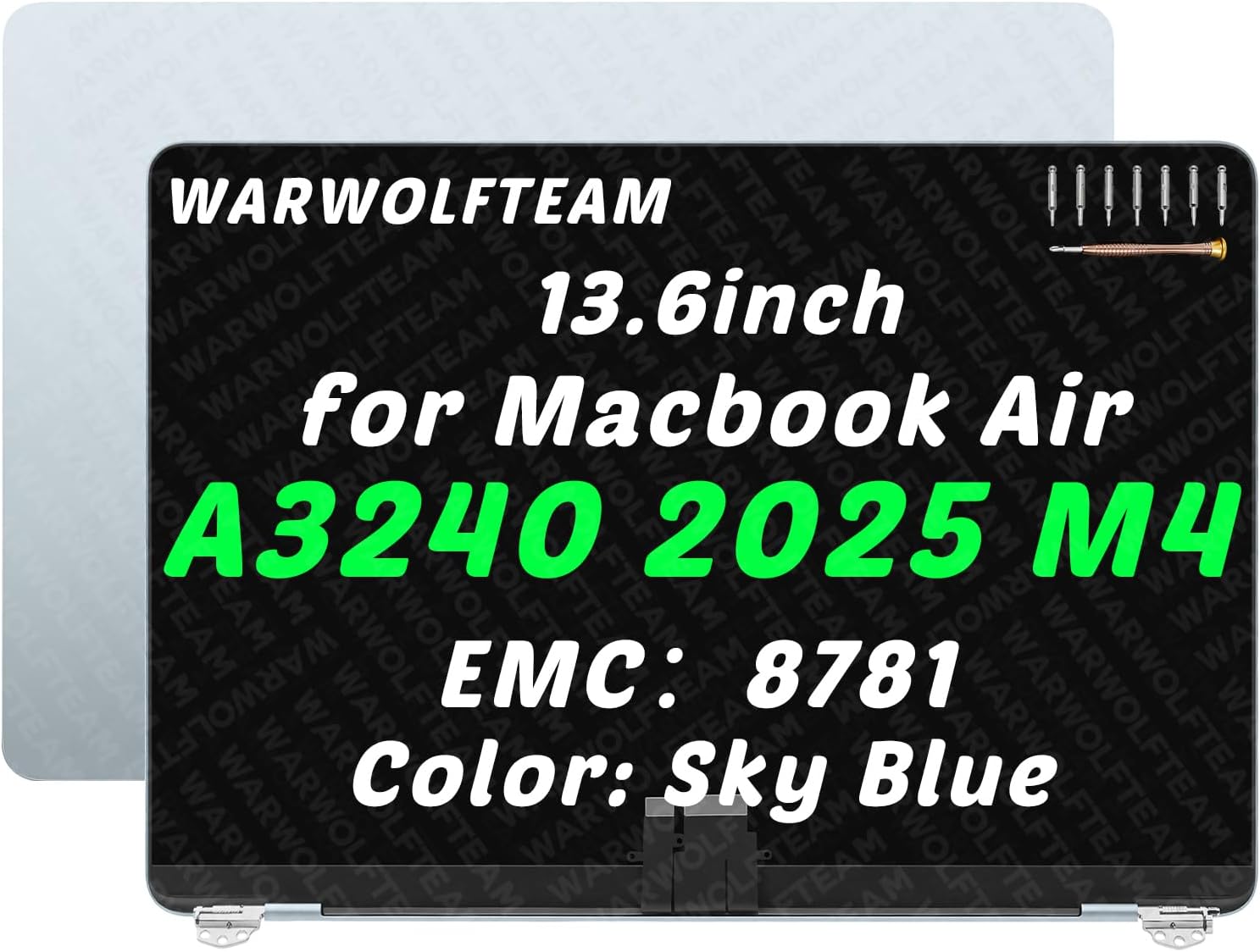 13.6in Compatible with MacBook Air A3240 Retina M4 2025 EMC 8781 MC654 MC6A4 MC6C4 2560 x 1664 LCD LED Screen Replacement Complete Assembly (Midnight Blue)