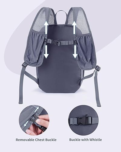 Miniatura 8 de Blue Quartz Mochila de senderismo, resistente al agua, ligera, plegable, para viajes, camping, al aire libre, Gris, Mochila de senderismo con frasco