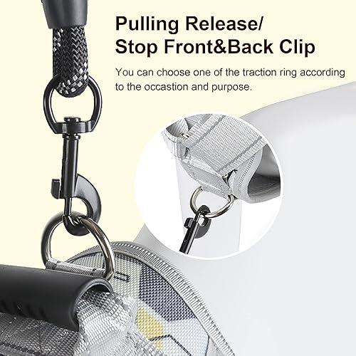 Miniatura 4 de ISPET - Juego de arnés y correa para perro sin tirones, arnés reflectante ajustable para perro con clip delanterotrasero y mango duradero para