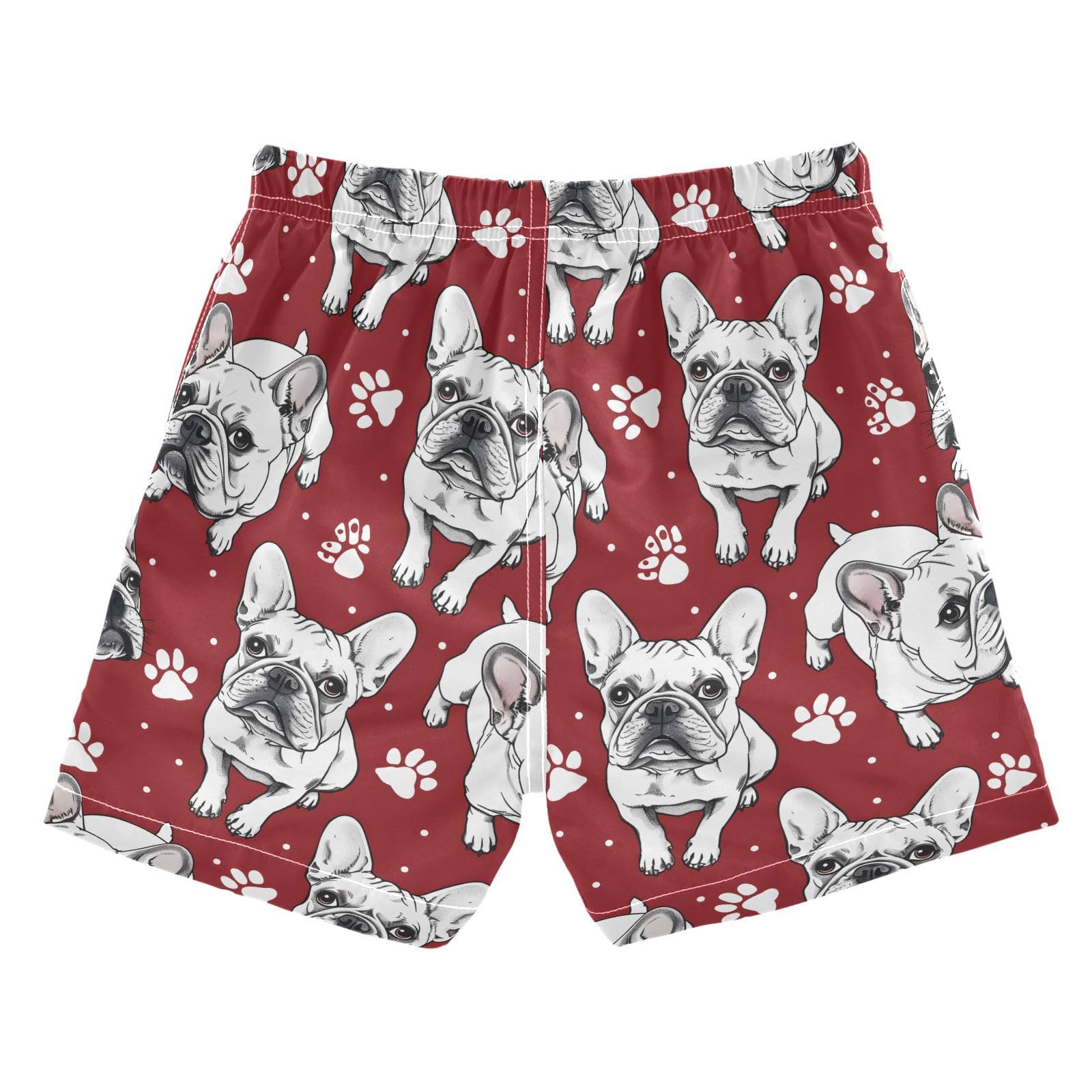 ALAZA Dog Paw Print Bulldog Christmas Boys Quick Dry Beach Board Shorts Kids Swim Trunks Bathing Suit Swimsuit 4T Multicolor