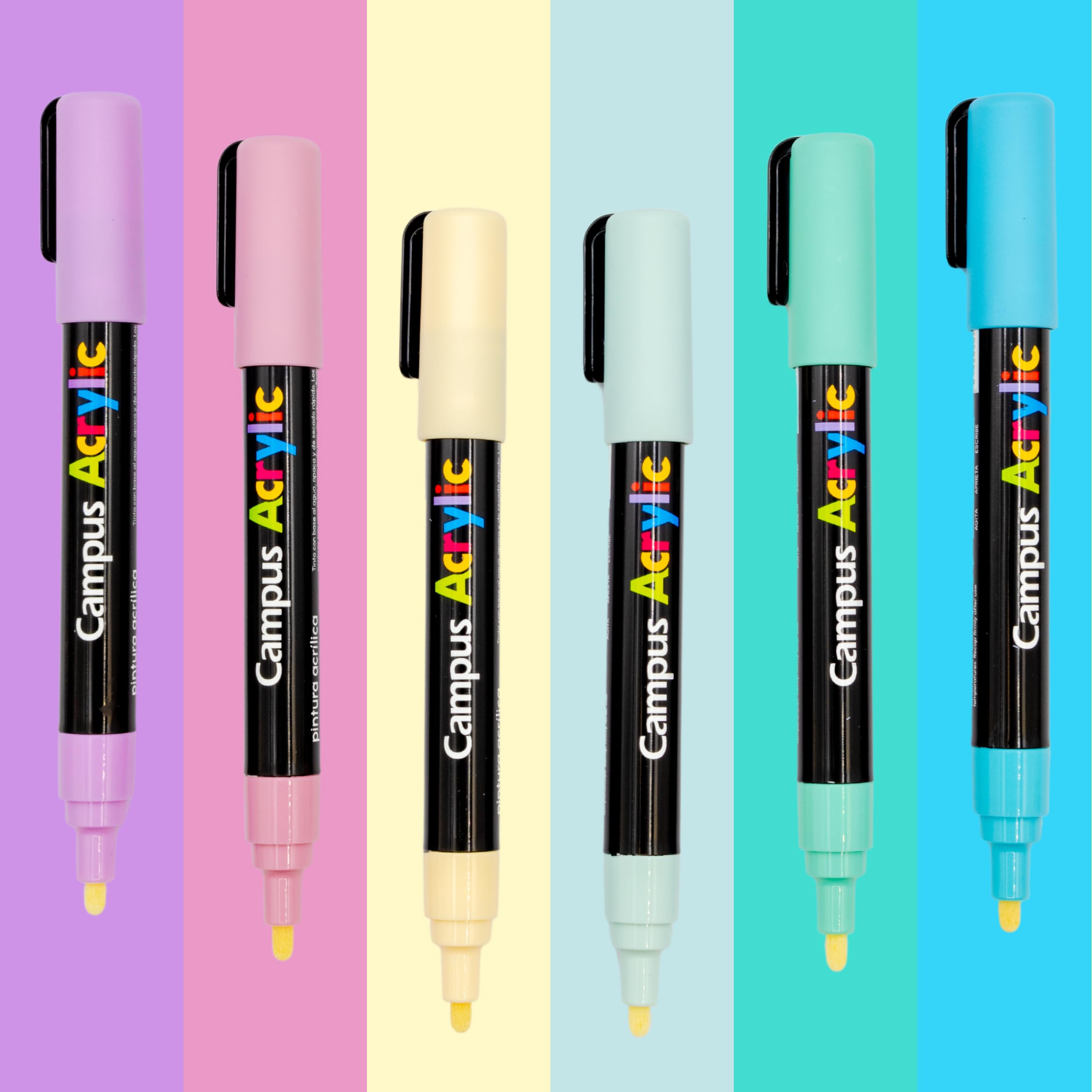 Pennarelli Acrilici Campus - Punta 2mm, Base Acqua, Asciugatura Rapida, Colore Rosso - Foto 9