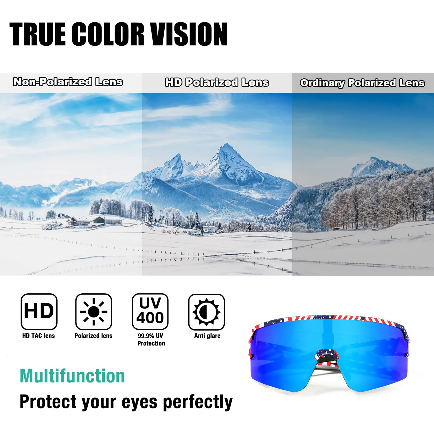 AVV Gafas de sol polarizadas para ciclismo, protección UV400, para pesca, conducción, correr, béisbol, para hombres y mujeres