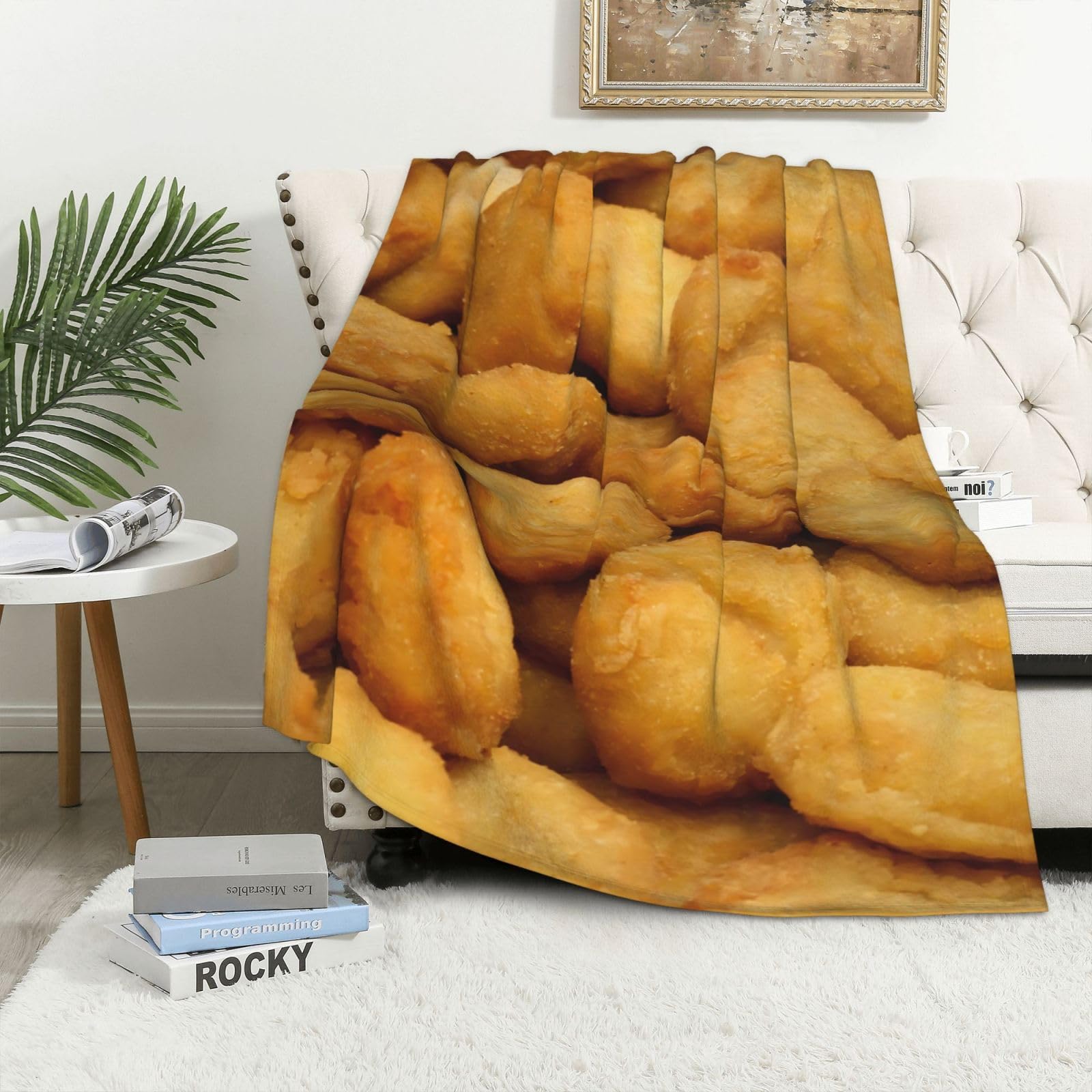 Leartoflife Chicken Nuggets Blanket – Realistic Food Blanket, Funny Chicken Nugget-Themed Throw For Sofa Bed, Unique Gift For Nugget Lovers, Cozy Blanket For Kids Teens Adults, Fun Fast Food Blanket – 50" X 40"