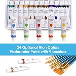 Paint Set, 49-Piece Watercolor Painting Kit with Wooden Tabletop Easel, Includes Watercolor Paints, Brushes, Palette, Canvas Panels and Painting Pads, for Beginners Professionals Hobbyists