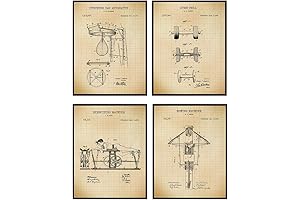 Exercise Workout Poster Set - Motivational Athletic Patent Art Prints